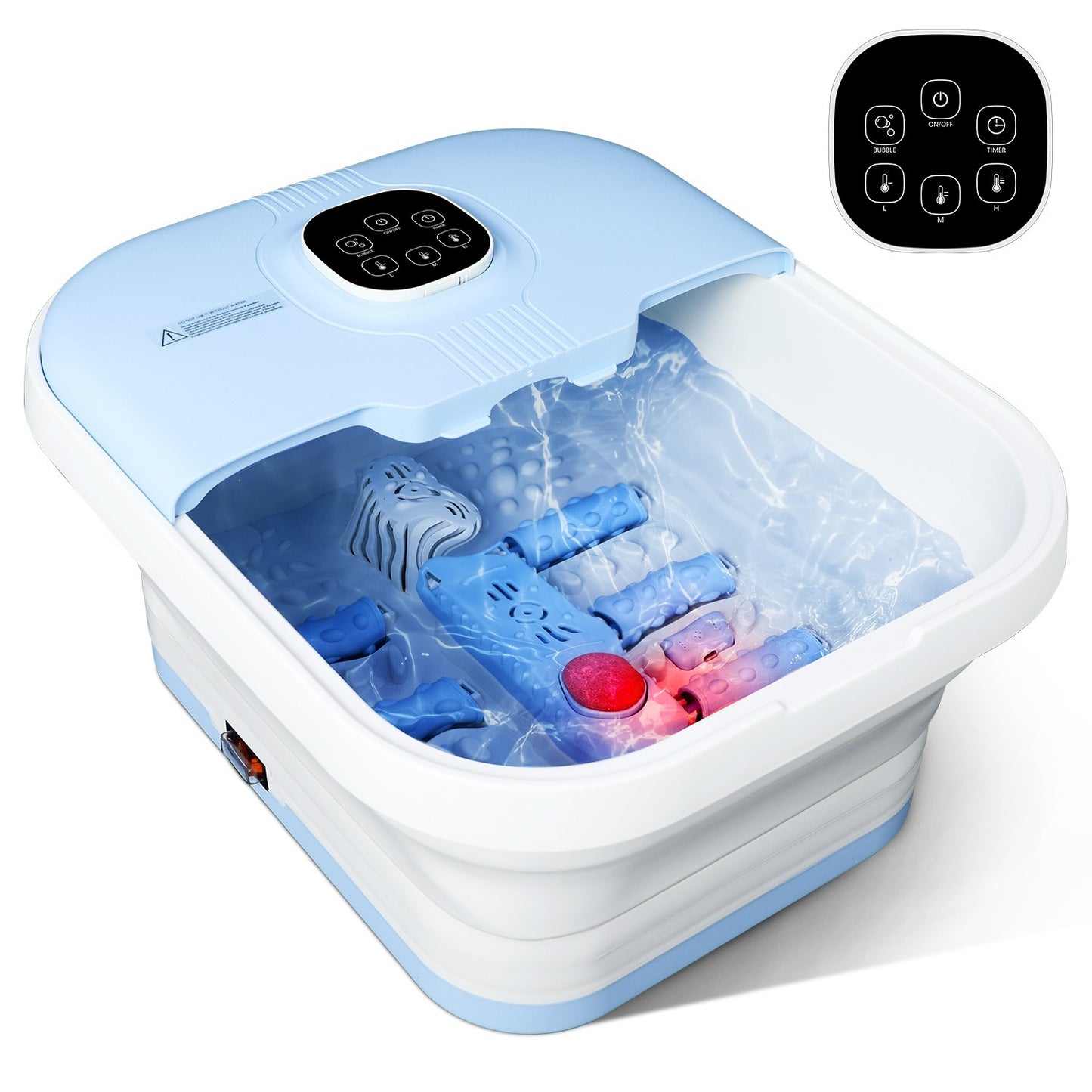 Electric Collapsible Foot Spa With Heat, Foot Massager With 16 Massage Rollers & Bubble, Foot Bath Massager For Home Use, Remote Control