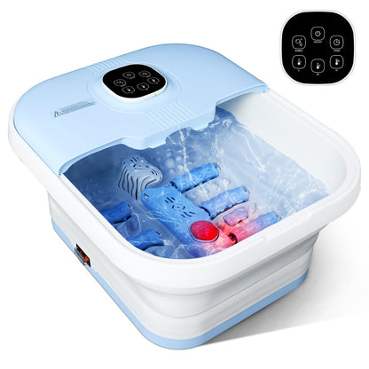 Electric Collapsible Foot Spa With Heat, Foot Massager With 16 Massage Rollers & Bubble, Foot Bath Massager For Home Use, Remote Control