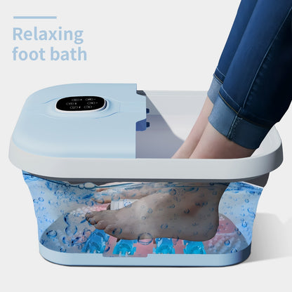Electric Collapsible Foot Spa With Heat, Foot Massager With 16 Massage Rollers & Bubble, Foot Bath Massager For Home Use, Remote Control